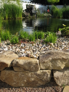 Teichanlage mit Wasserfall